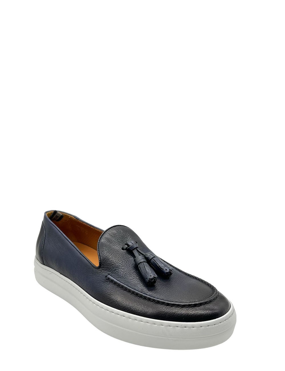 Mocassino in Pelle con Nappine Blu