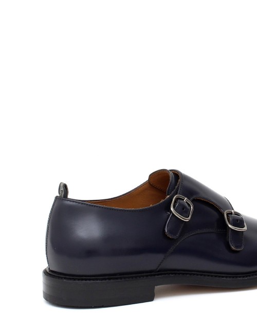 Mocassini Monkstrap in pelle blu chelsea