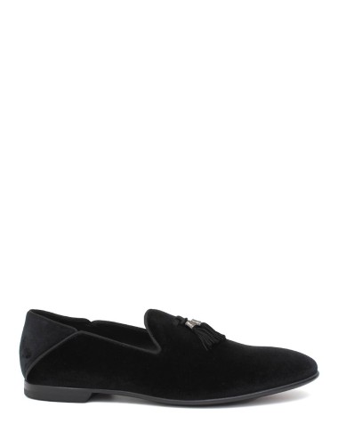 Mocassino in velluto Dragon nero con nappine