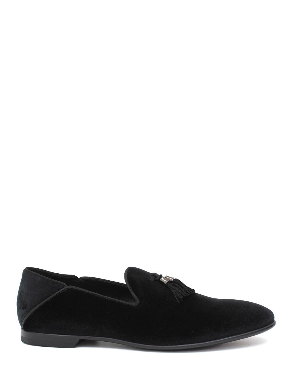 Mocassino in velluto Dragon nero con nappine