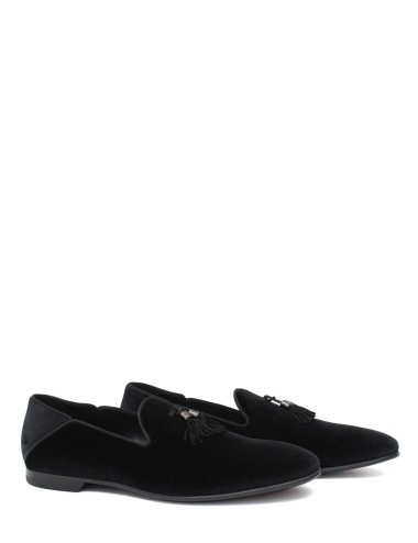 Mocassino in velluto Dragon nero con nappine
