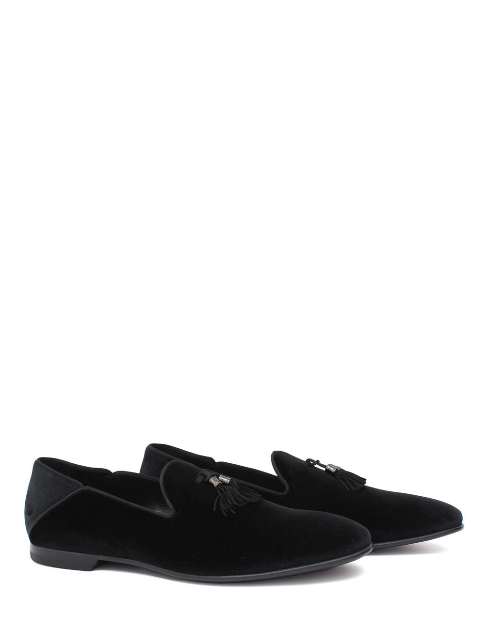 Mocassino in velluto Dragon nero con nappine
