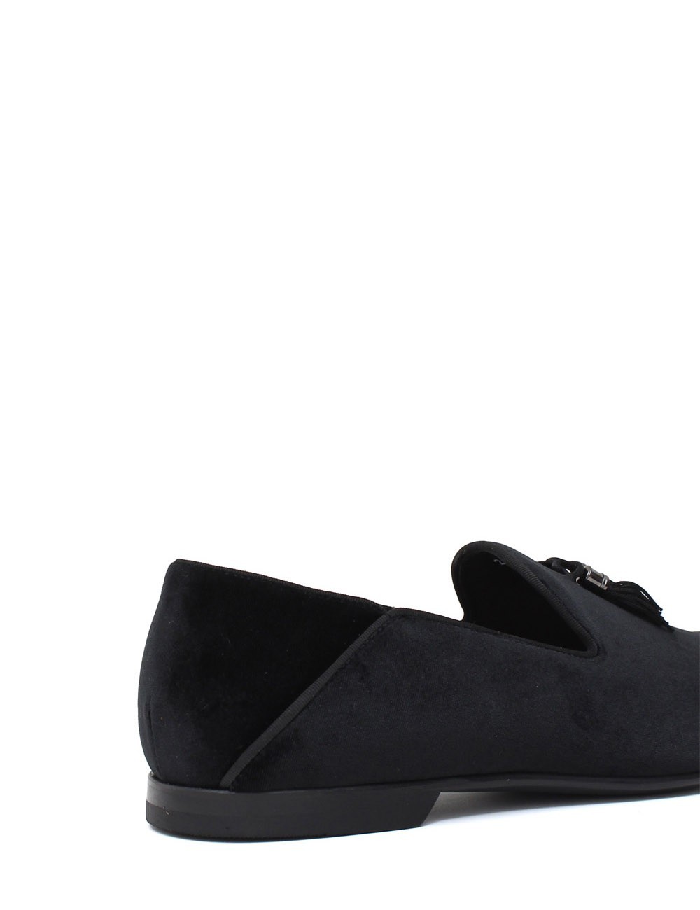 Mocassino in velluto Dragon nero con nappine