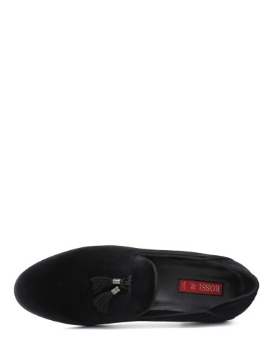 Mocassino in velluto Dragon nero con nappine