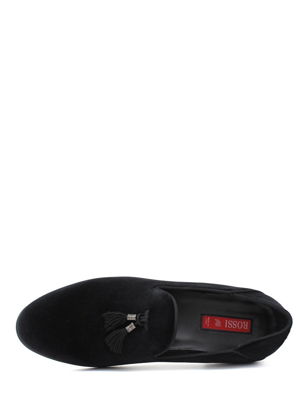 Mocassino in velluto Dragon nero con nappine