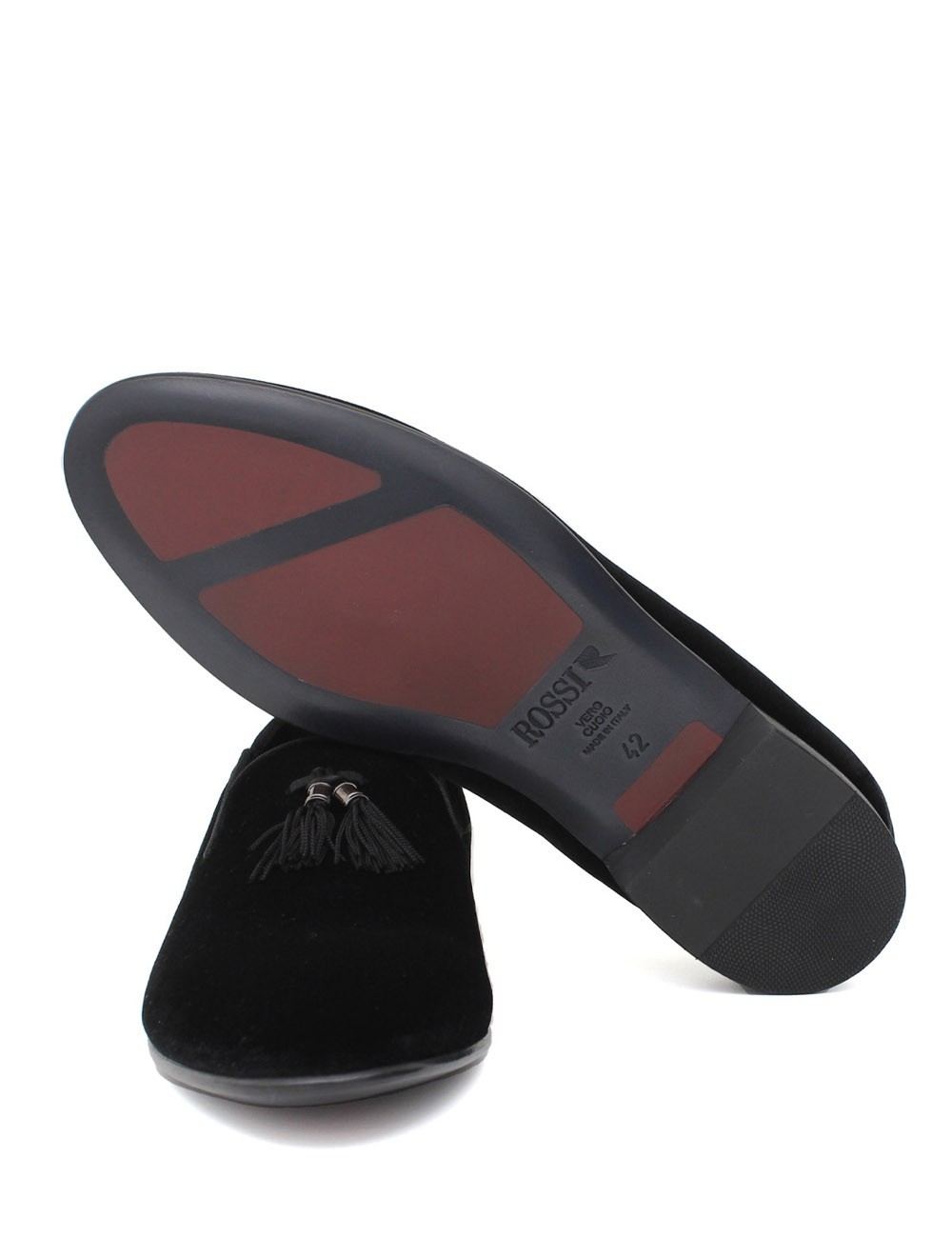 Mocassino in velluto Dragon nero con nappine