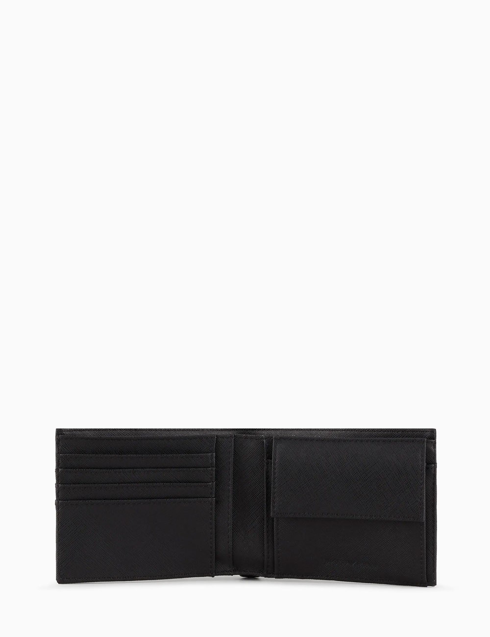 Portafoglio coin pocket in pelle rigenerata saffiano placchetta aquila ASV nero