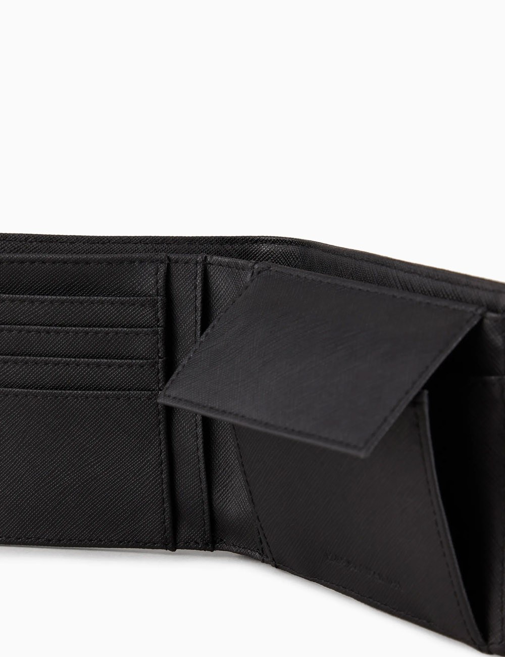 Portafoglio coin pocket in pelle rigenerata saffiano placchetta aquila ASV nero