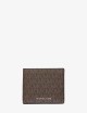Portafoglio a libro Greyson sottile con logo marrone nero