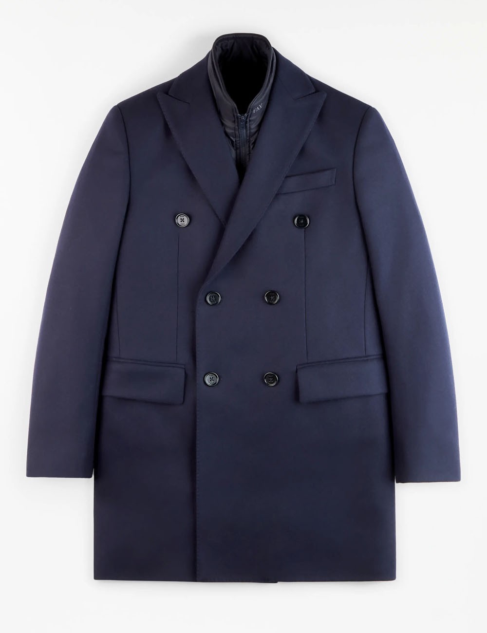 Capotto Doppiopetto Double Coat in Lana e Cashmere blu