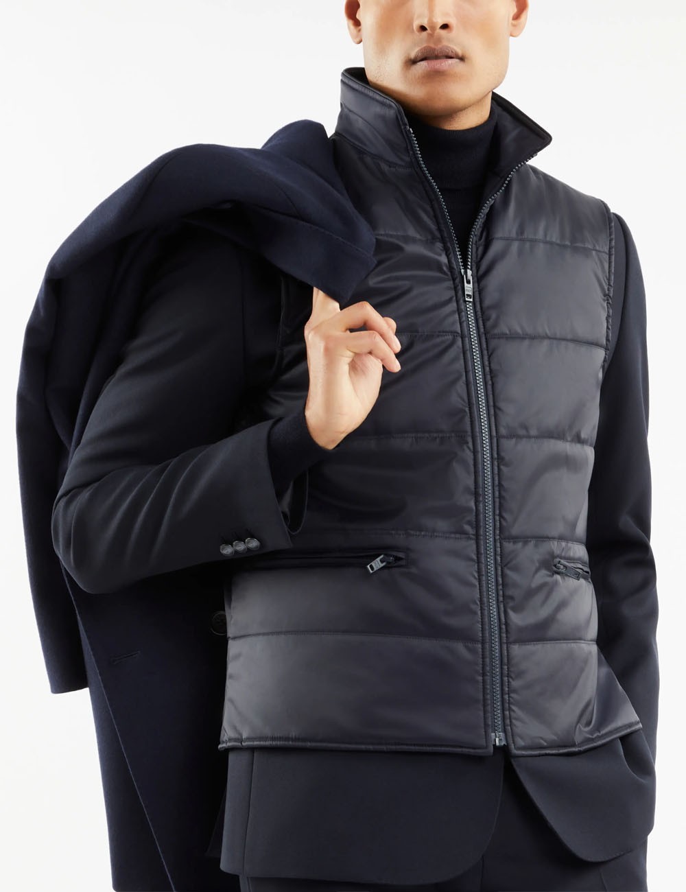 Capotto Doppiopetto Double Coat in Lana e Cashmere blu