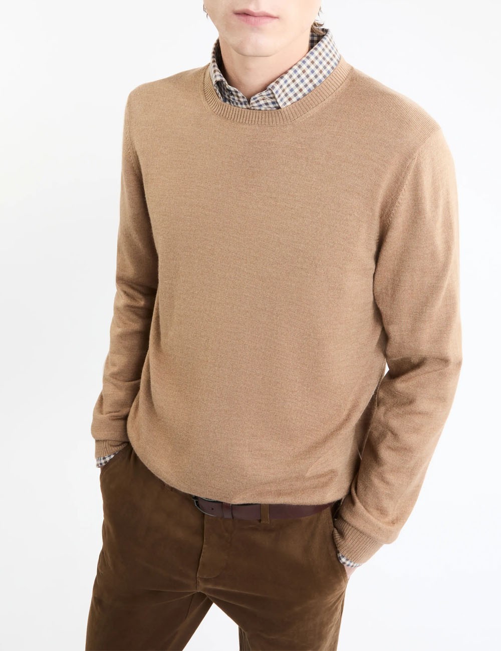 Pull Girocollo in Lana beige