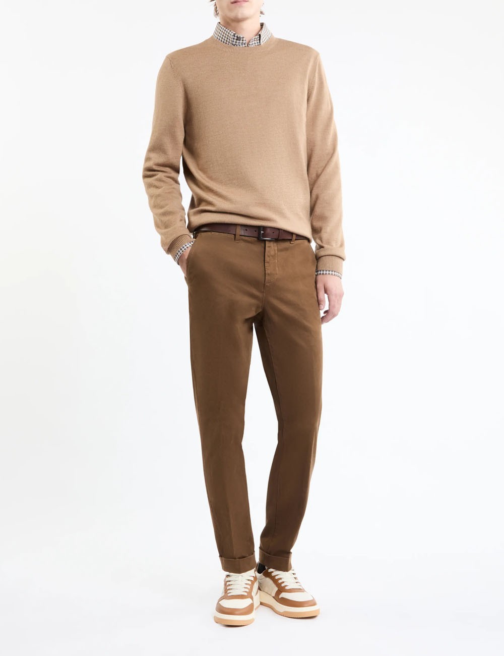 Pull Girocollo in Lana beige