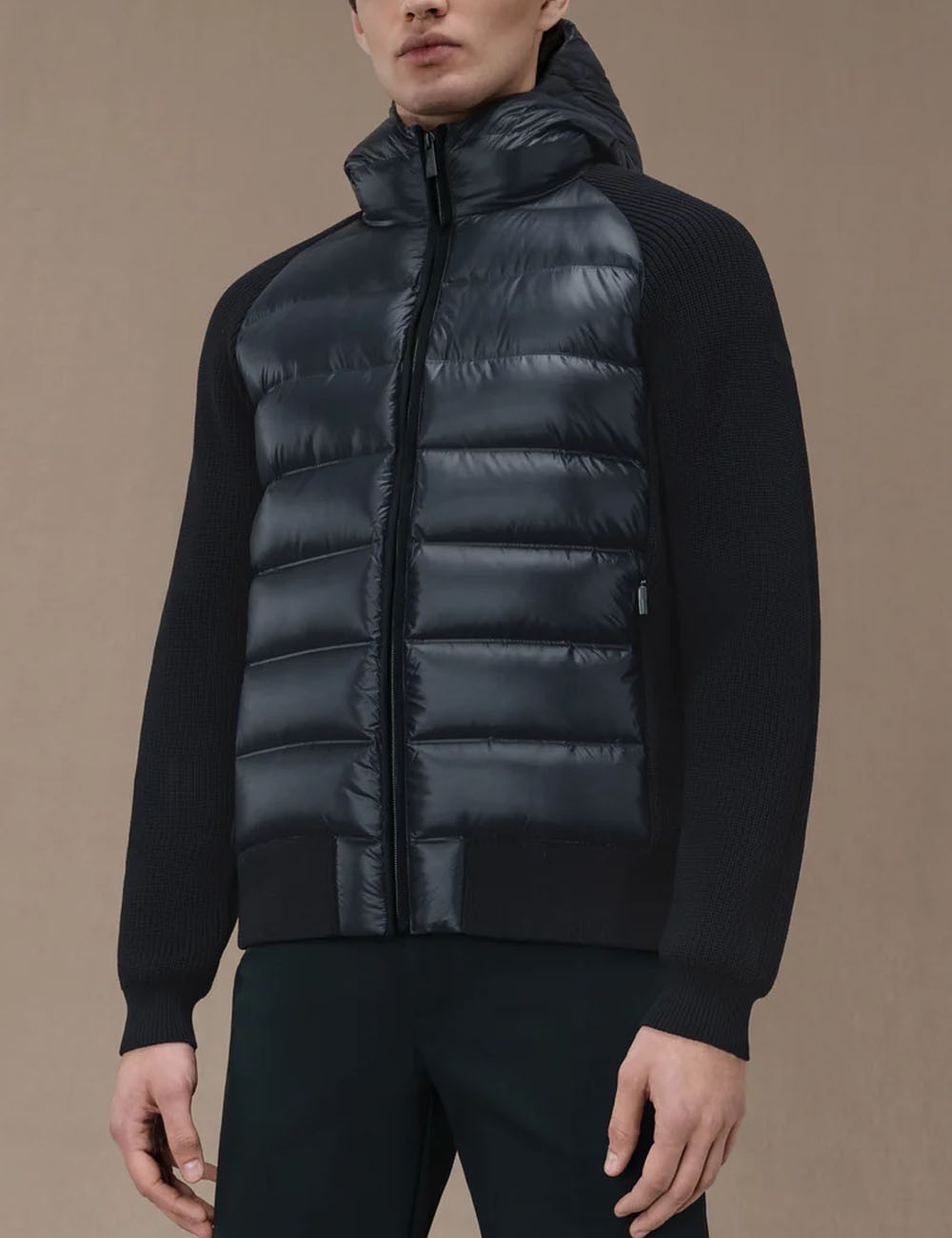 Amos Perla Duck Hood Zip Knit blue black