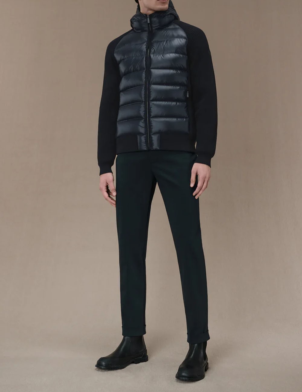 Amos Perla Duck Hood Zip Knit blue black