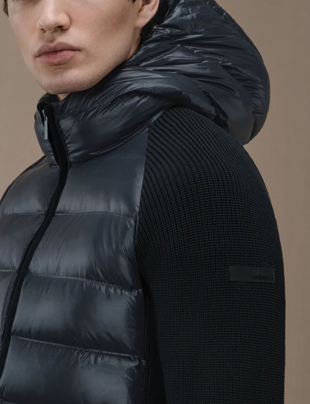 Amos Perla Duck Hood Zip Knit blue black