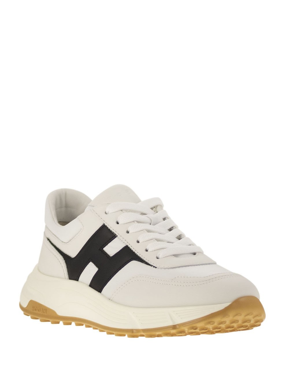 Sneakers HYPERLIGHT in pelle con H bianco nero