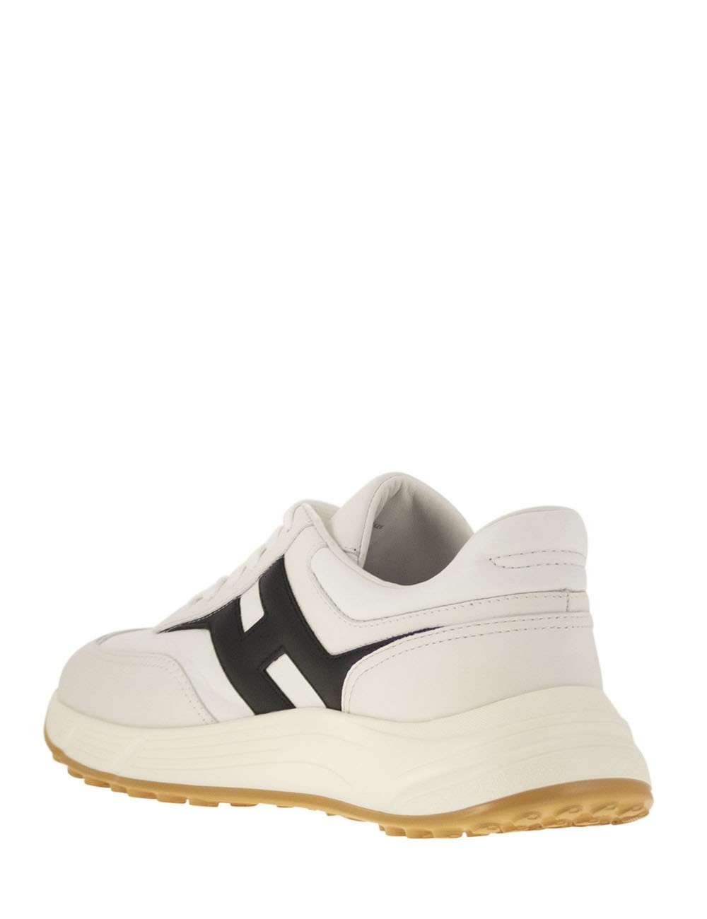 Sneakers HYPERLIGHT in pelle con H bianco nero