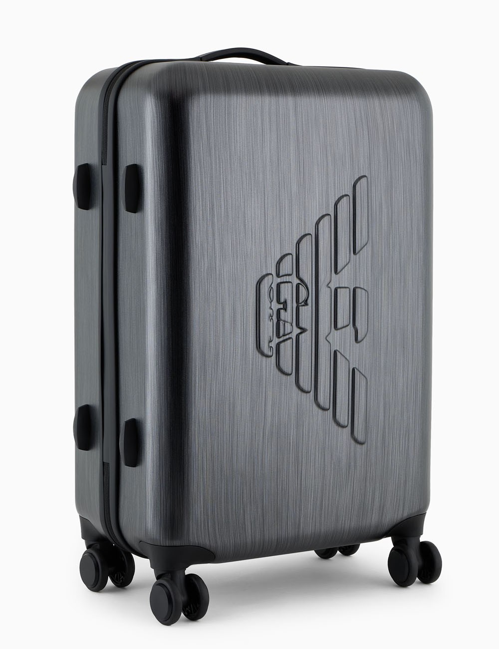 ABS medium trolley suitcase with oversized, embossed eagle gray