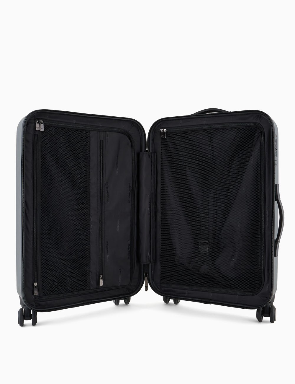 ABS medium trolley suitcase with oversized, embossed eagle gray