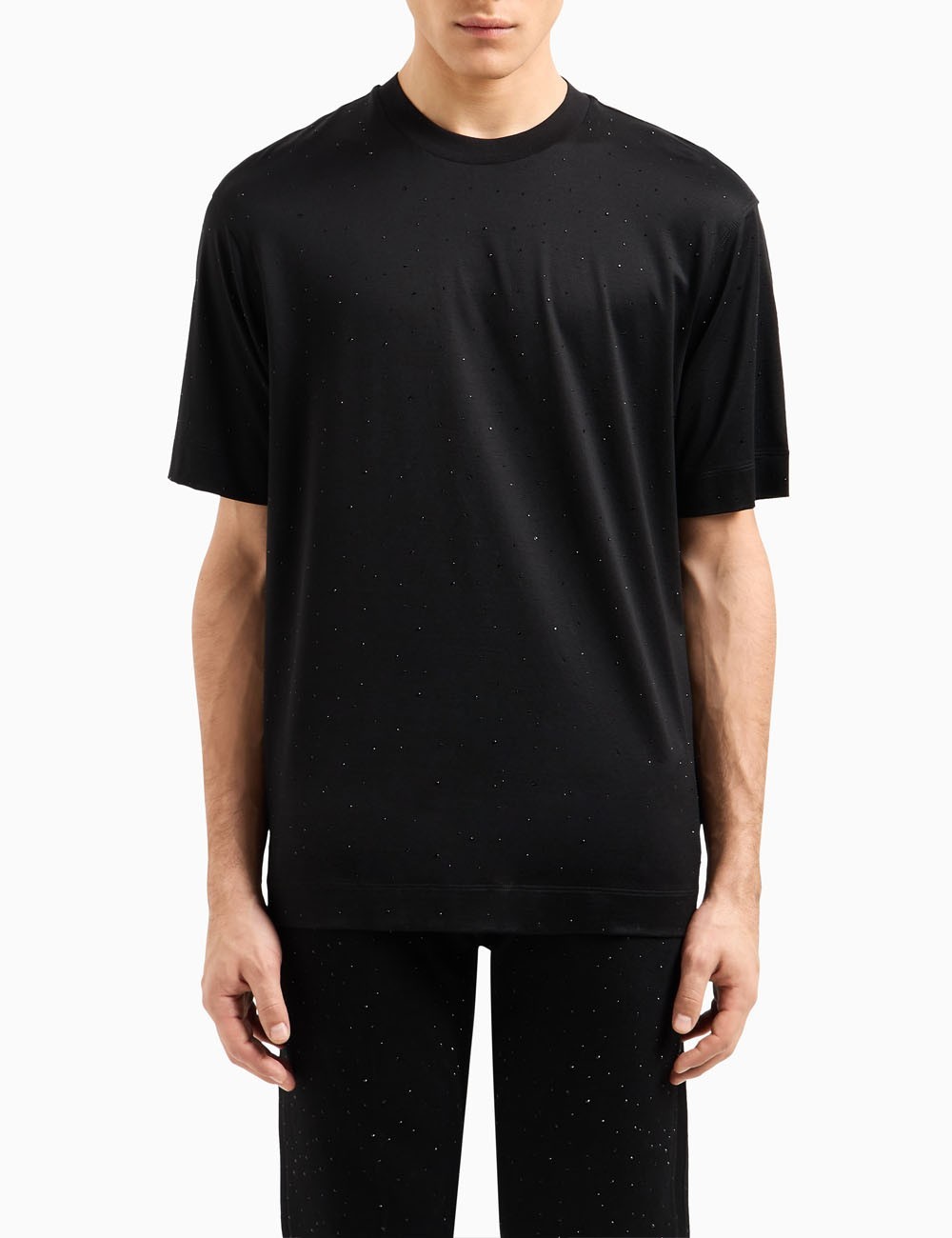 ASV Clubwear T-shirt in a Lyocell blend jersey with all-over rhinestones black