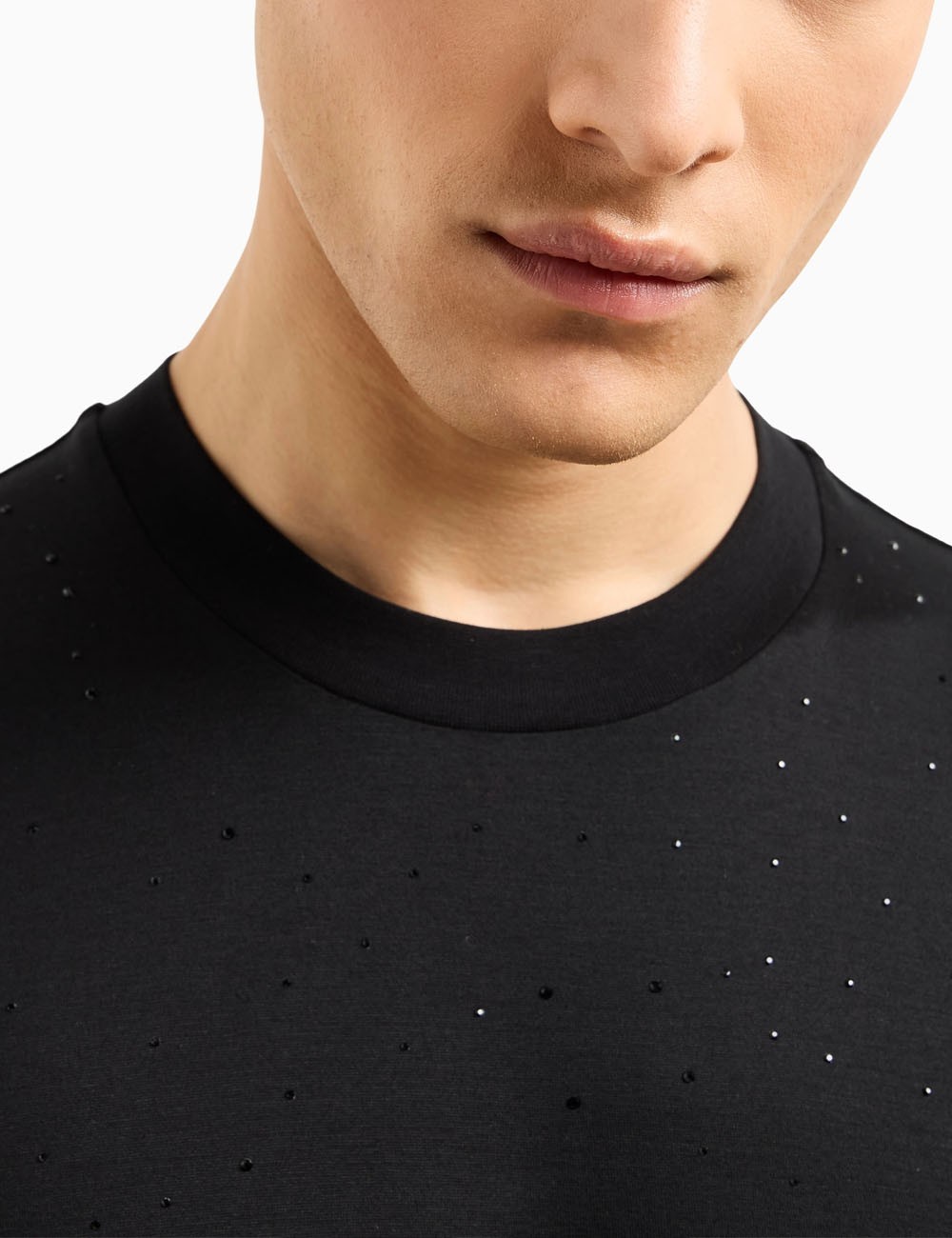 T-shirt in jersey misto lyocell con strass all over Clubwear ASV nera