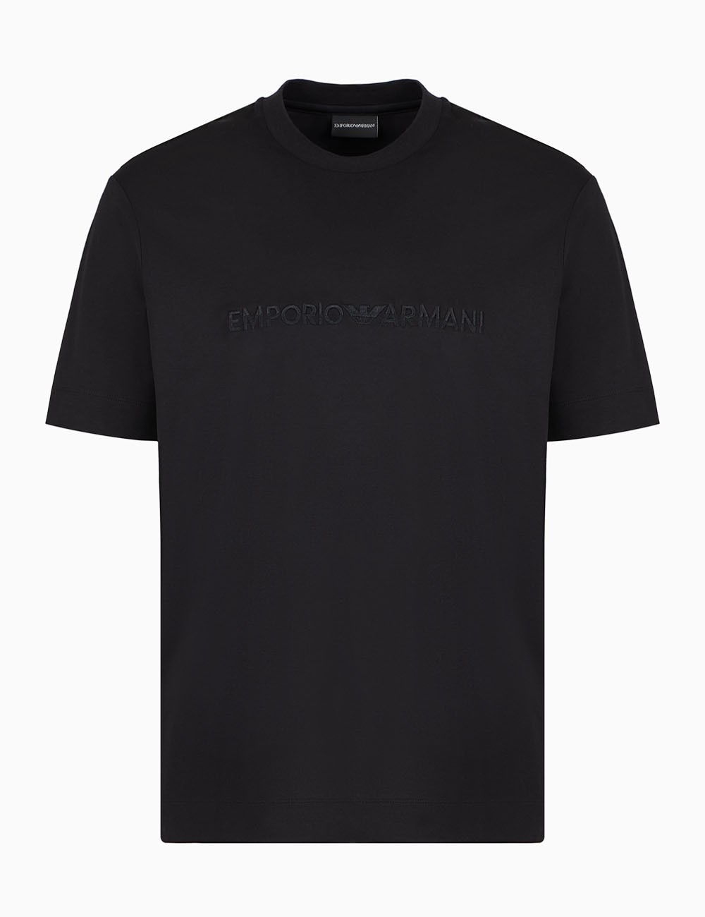 T-shirt in jersey misto lyocell con ricamo Emporio Armani ASV nera