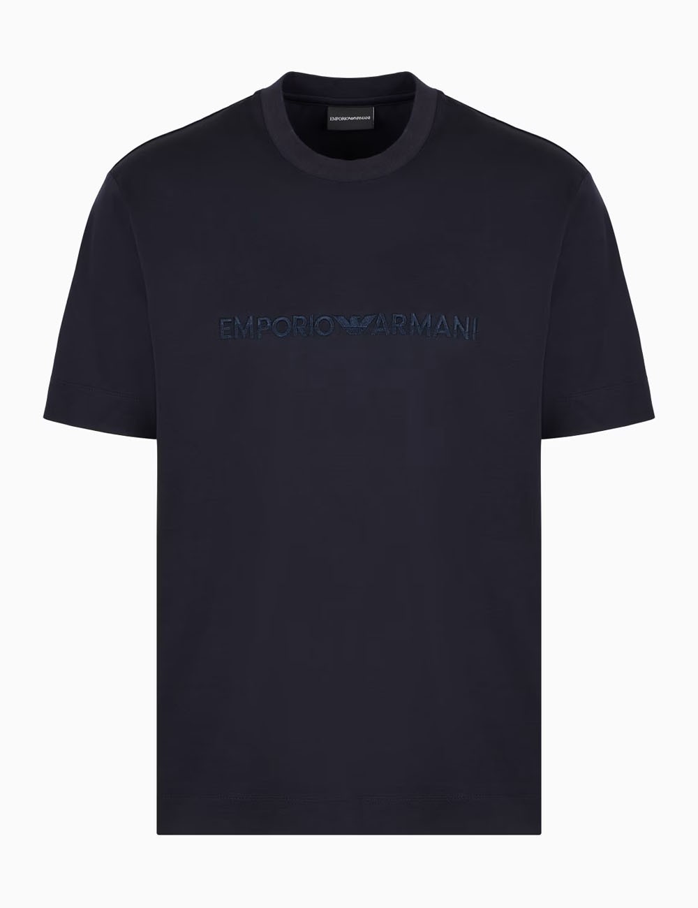 T-shirt in jersey misto lyocell con ricamo Emporio Armani ASV blu navy
