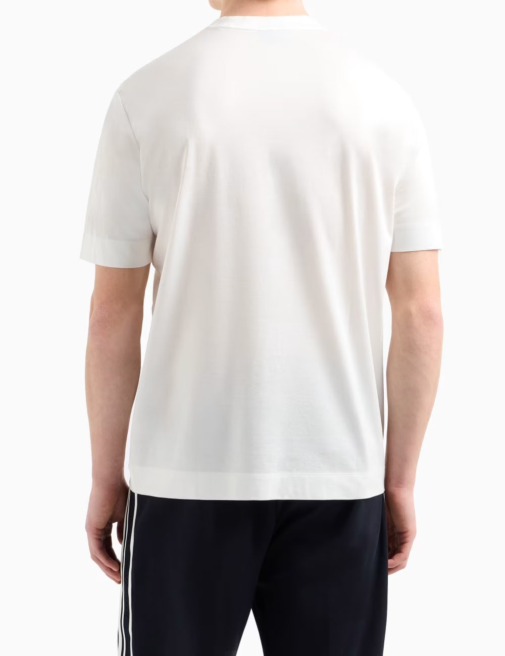 T-shirt in jersey misto lyocell con ricamo Emporio Armani ASV bianca