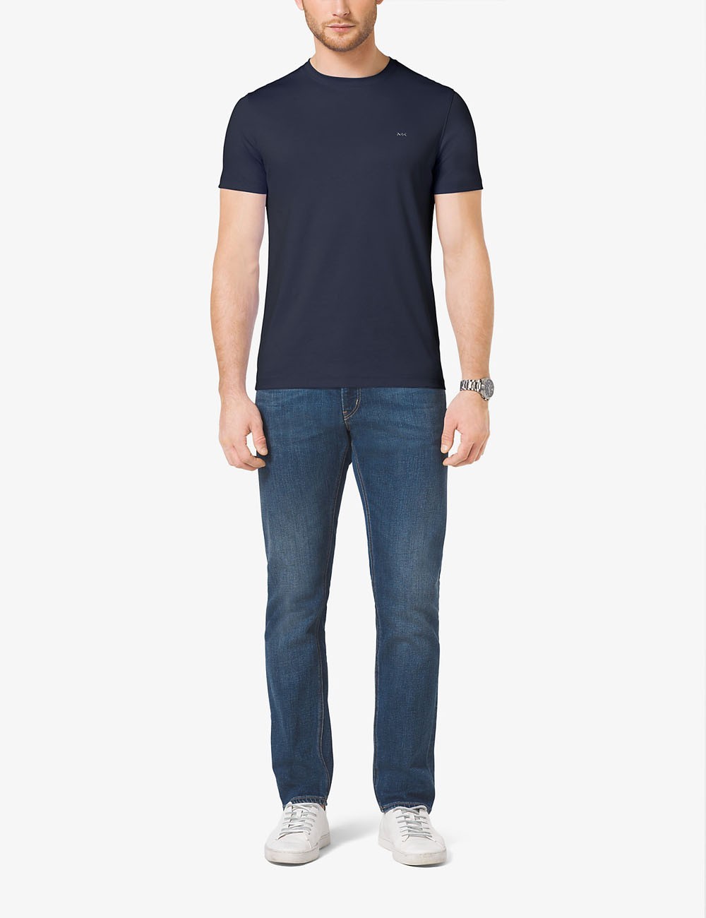 T-shirt a girocollo in cotone notte