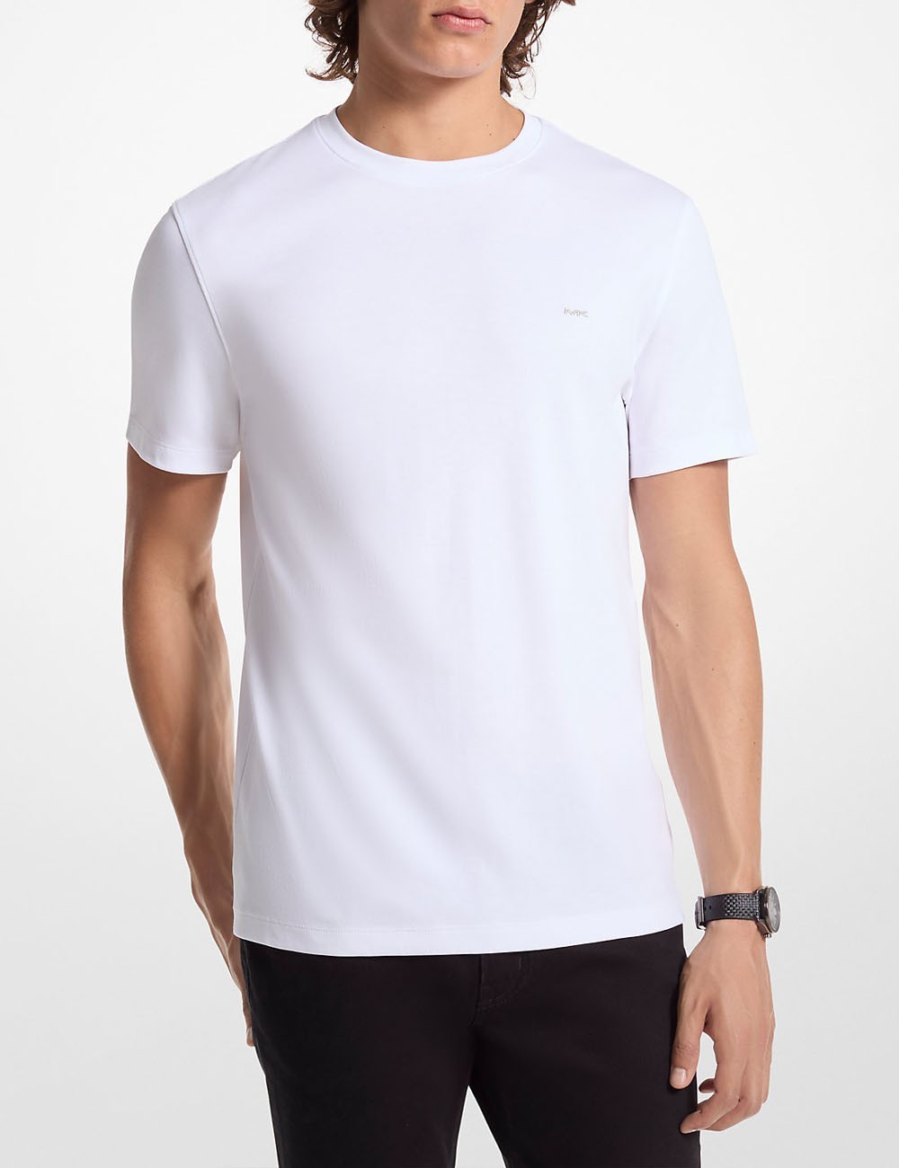 T-shirt a girocollo in cotone bianca