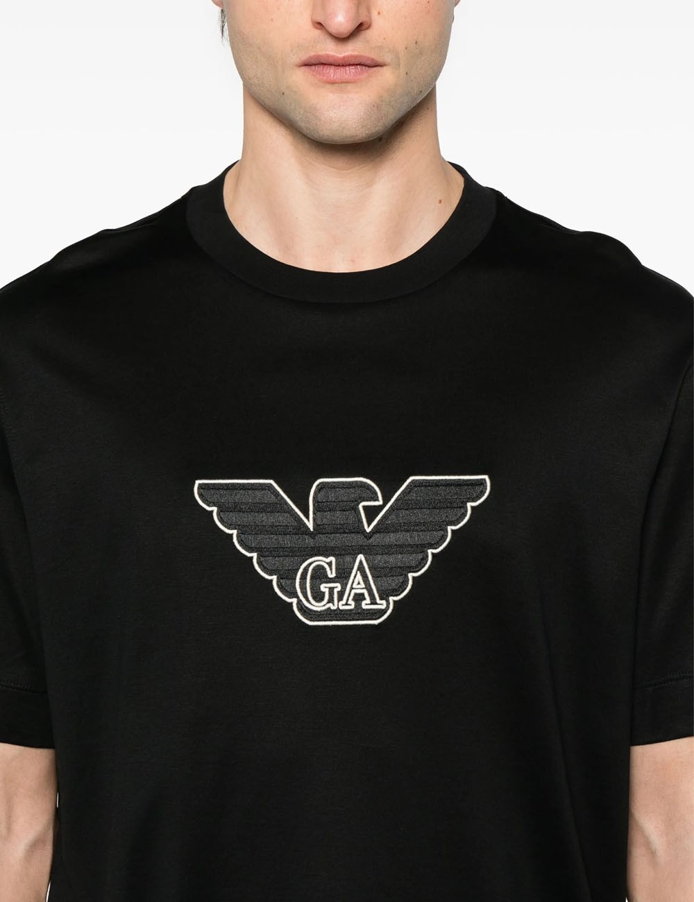 Jersey-Lyocell blend T-shirt with ASV logo embroidery black