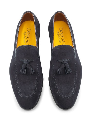 Suede moccasins with tassel Adler blue with black bottom