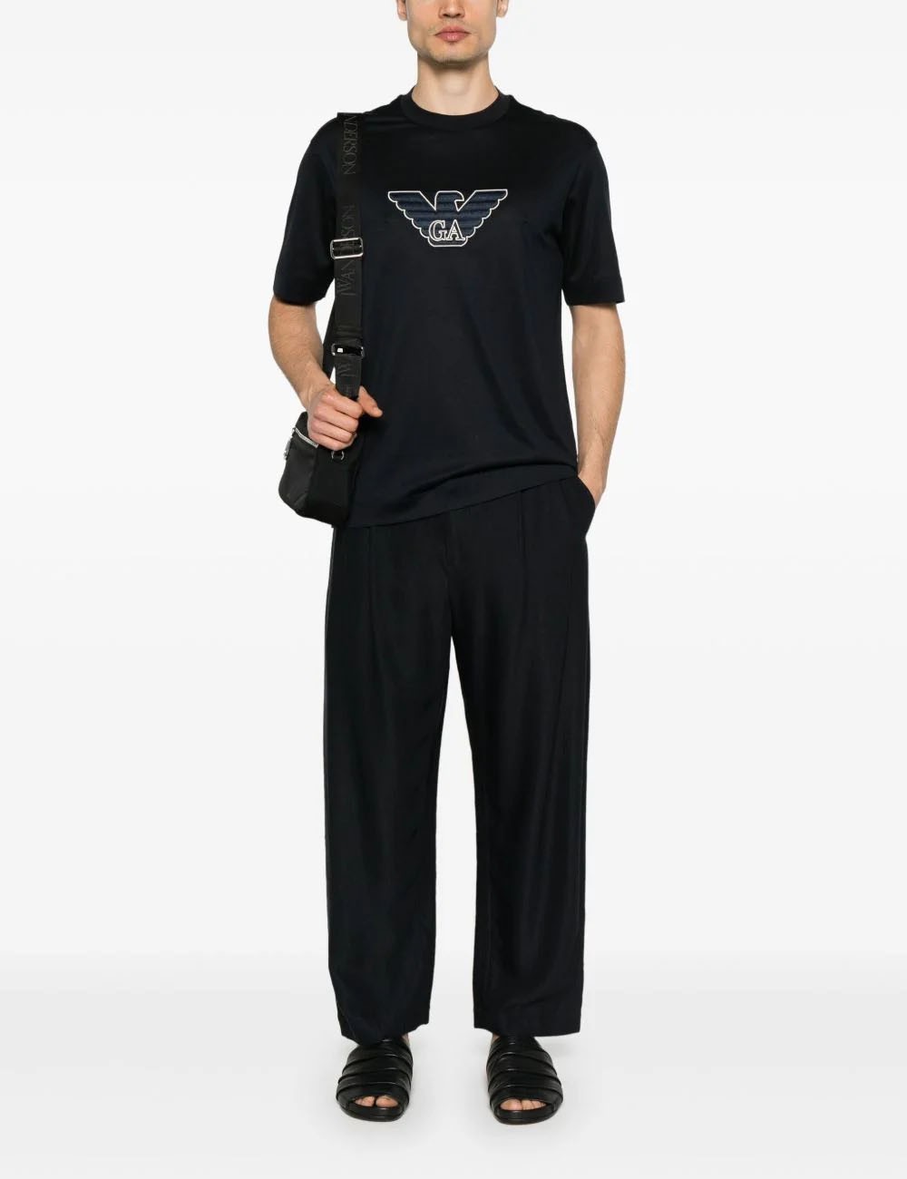 T-shirt in jersey misto lyocell con ricamo logo ASV blu