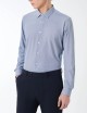 Camicia Oxford Jacquard Open Shirt Dark Blue Vertical Stripes Fancy