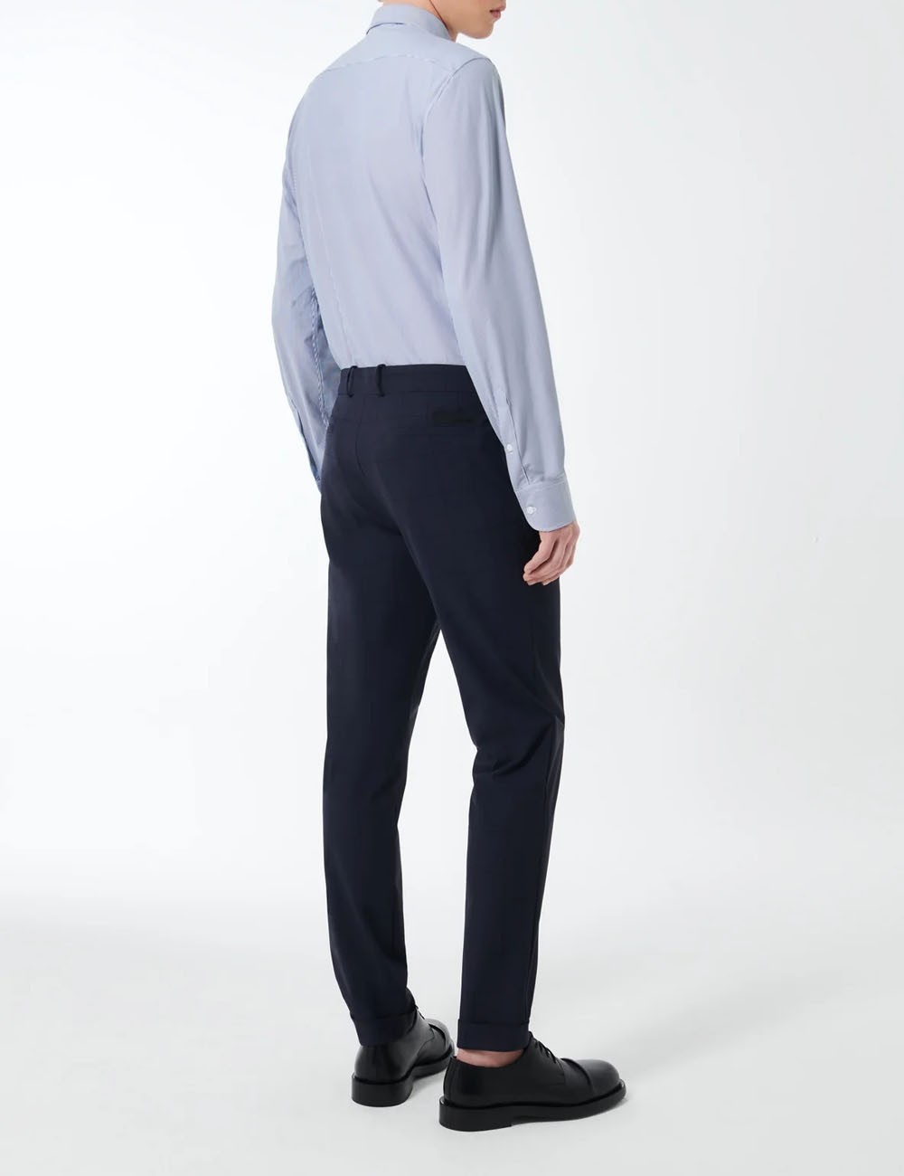 Camicia Oxford Jacquard Open Shirt Dark Blue Vertical Stripes Fancy