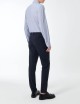 Oxford Jacquard Open Shirt Dark Blue Vertical Stripes Fancy