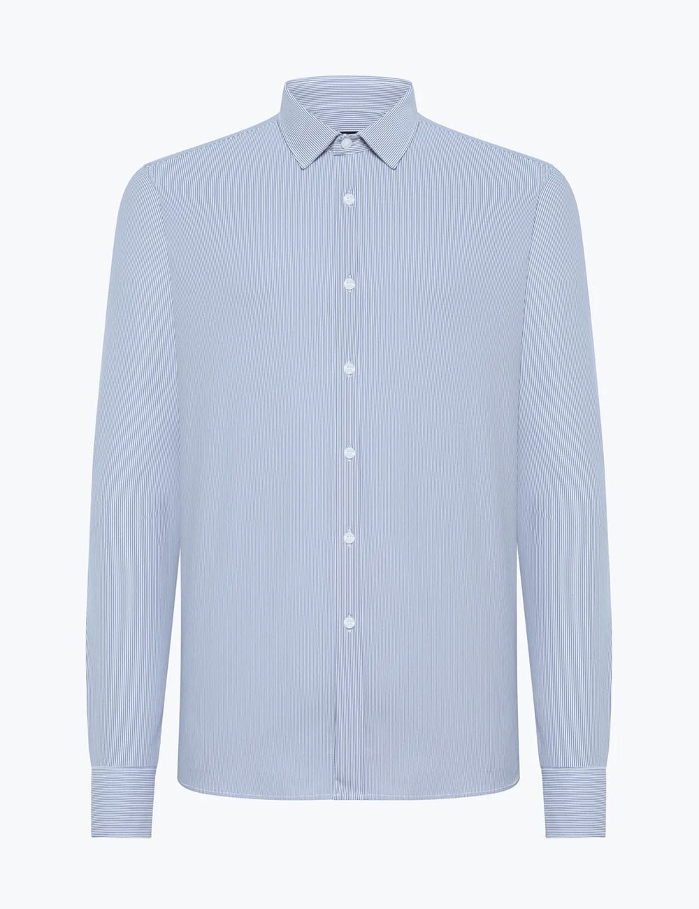 Oxford Jacquard Open Shirt Dark Blue Vertical Stripes Fancy