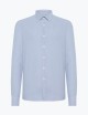 Oxford Jacquard Open Shirt Dark Blue Vertical Stripes Fancy