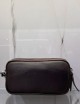 Pochette in pelle con 3 zip marrone