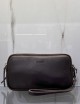 Pochette in pelle con 3 zip brown