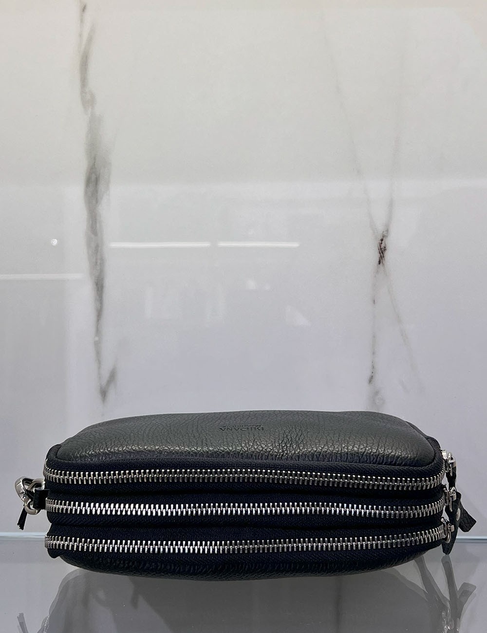 Pochette in pelle con 3 zip black