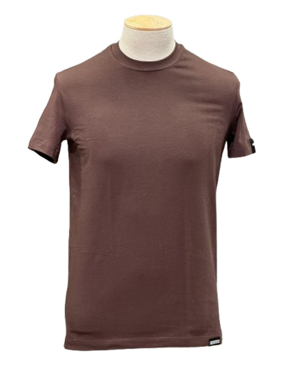 T-shirt con logo ricamato marrone