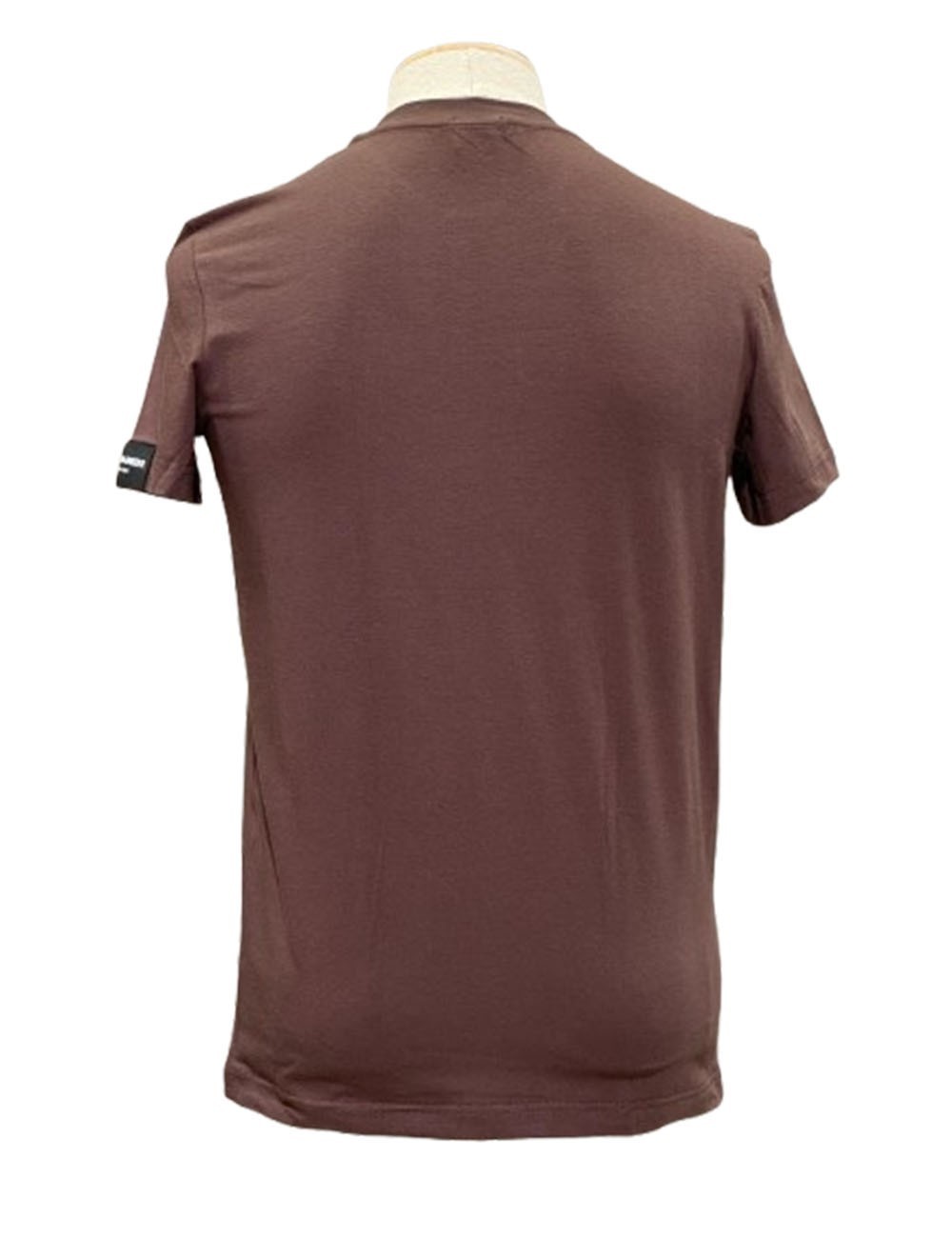 T-shirt con logo ricamato marrone