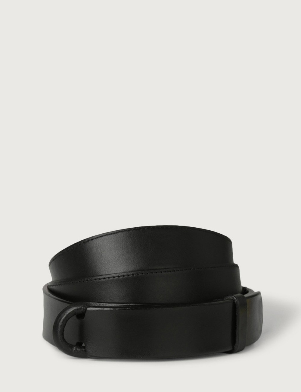 Bull leather Nobuckle belt black