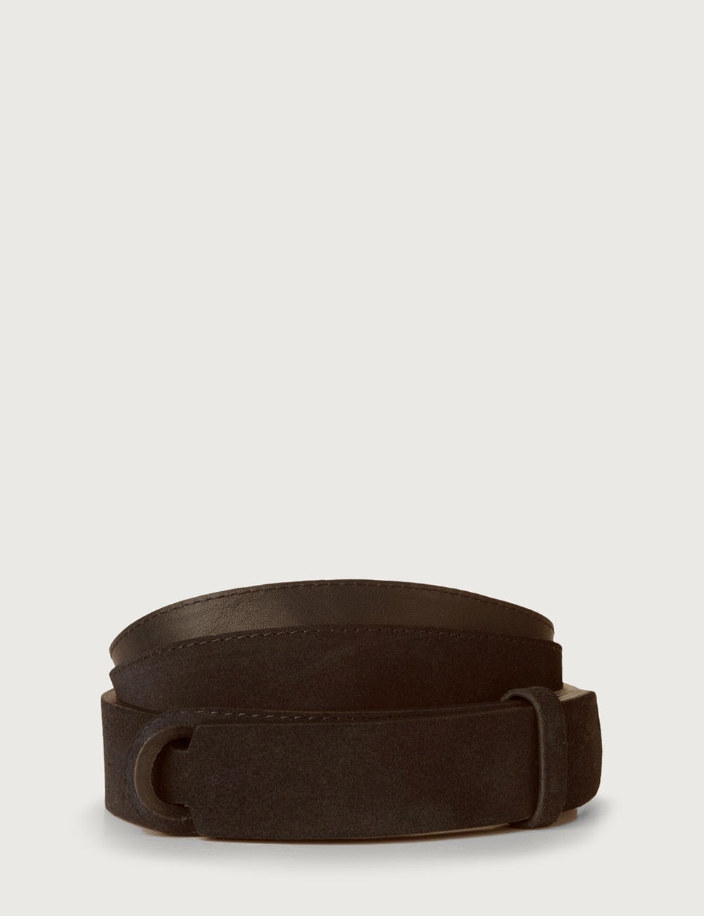 Suede Nobuckle belt chocolate