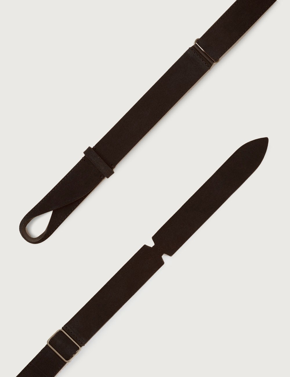 Suede Nobuckle belt chocolate