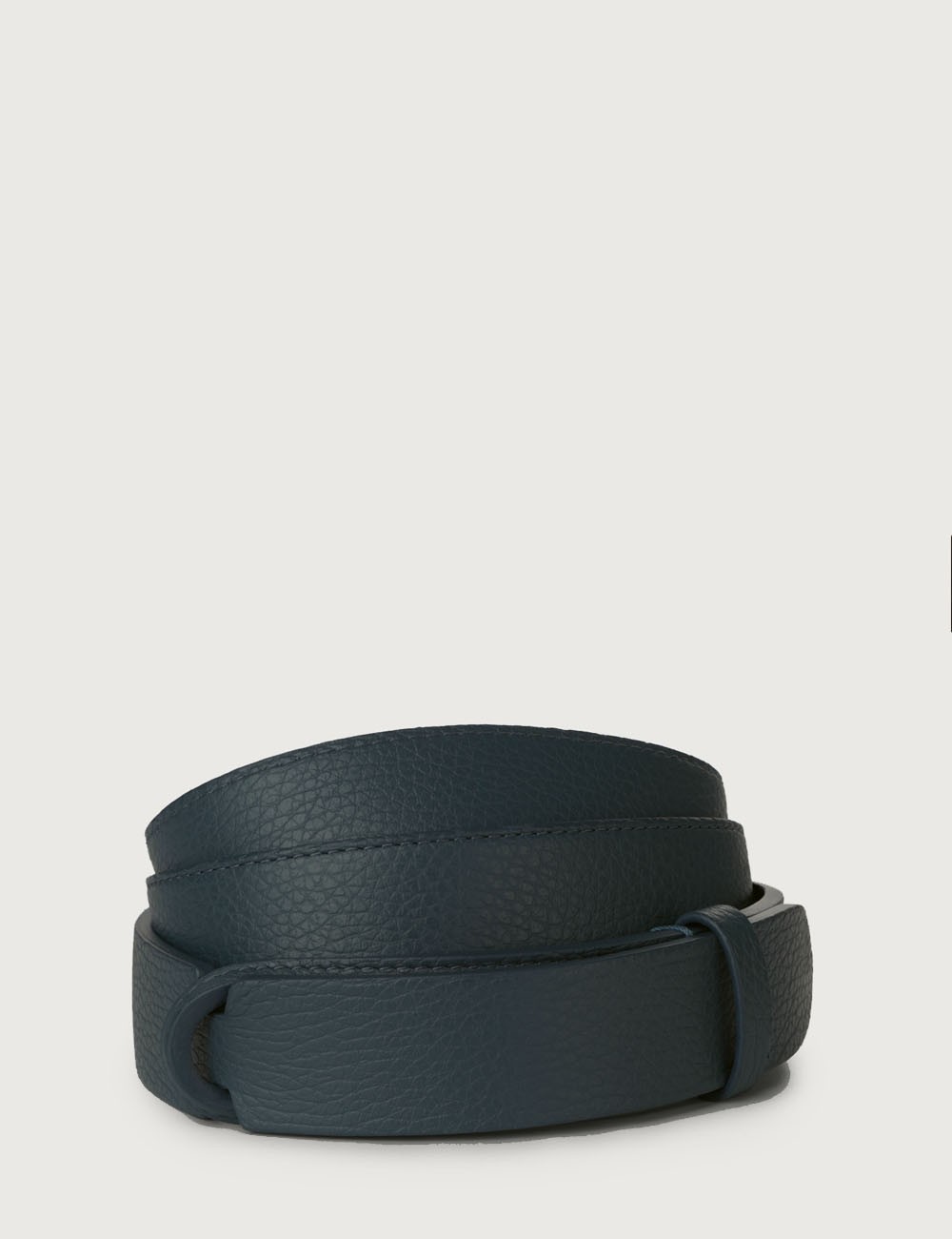 Micron leather Nobuckle belt navy