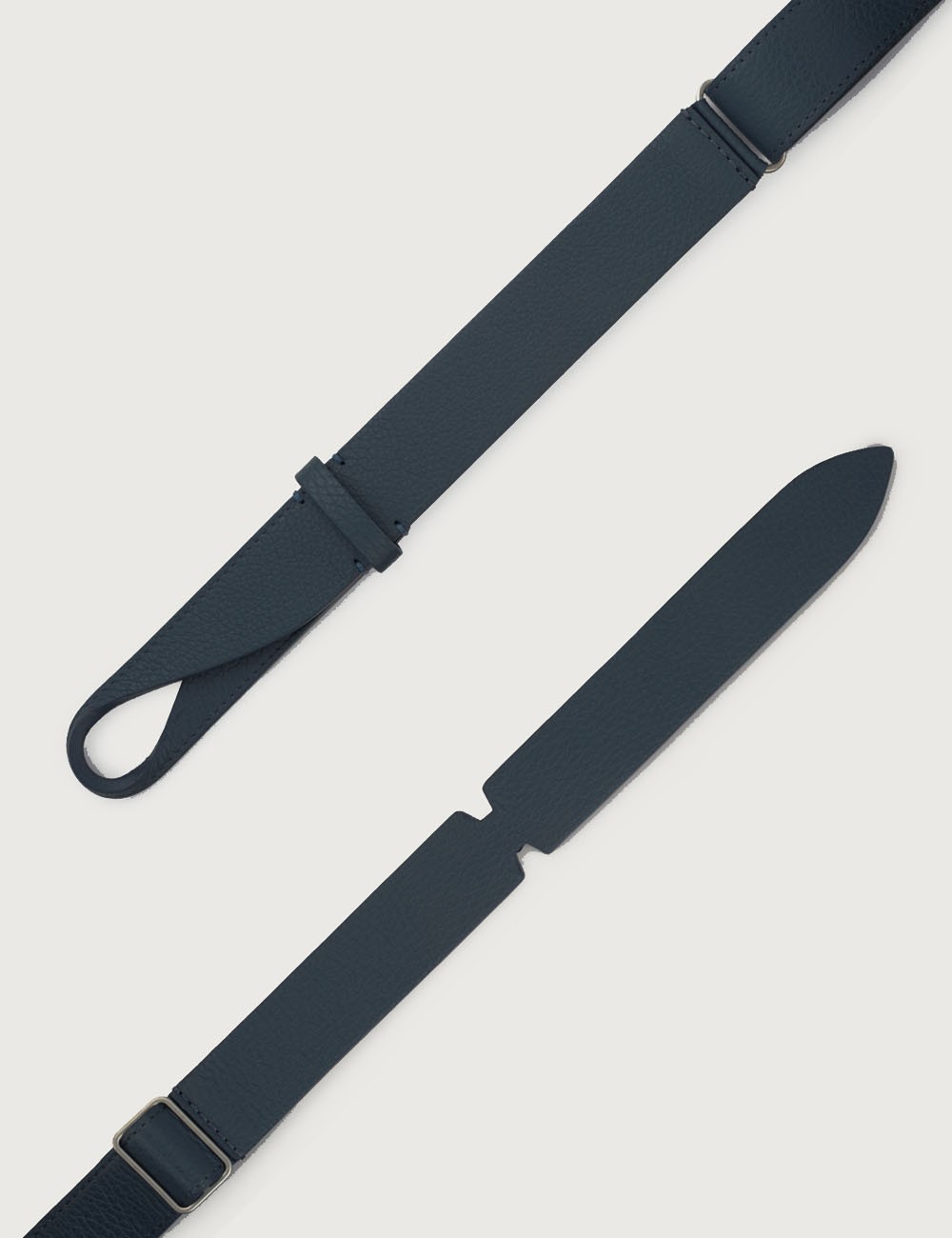 Micron leather Nobuckle belt navy