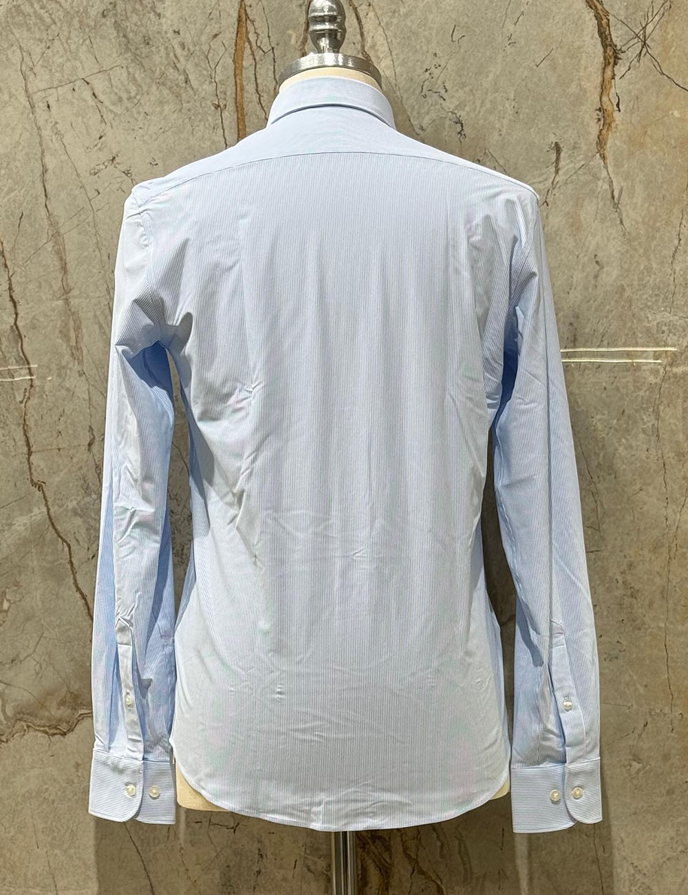 Camicia Oxford Jacquard Open Shirt Light Blue Vertical Stripes Fancy